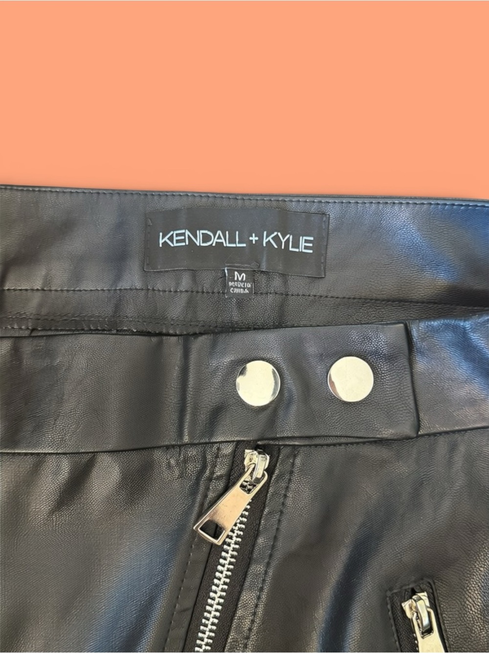 Kendall & Kylie Black Faux Leather Asymmetrical Zip Mini Skirt - Picture 2 of 3